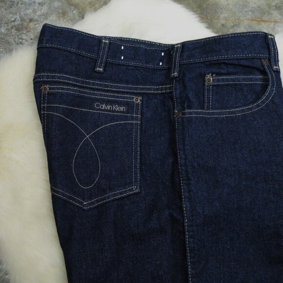 Vintage 1980's Calvin Klein Dark Blue High Rise Jeans Size 34 Made in USA - Picture 2 of 8